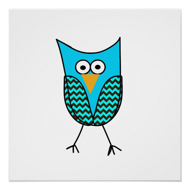 Blue owl cartoon poster (Front)