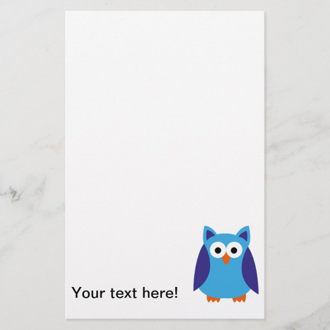 Blue owl cartoon stationery (Front)