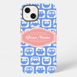 Blue Owl Coral Personalized Name iPhone 13 Case