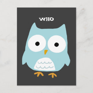 Blue Owl Cute Cartoon Owl Postcard