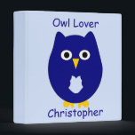 Blue Owl Design Any Colour Background Personalised Binder<br><div class="desc">Binder owl design. You can customise this folder with any text and background colour of your choice. Should you require any help with customising then contact us through the link on this page. Owl design personalised binder</div>