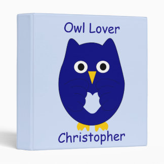 Blue Owl Design Any Colour Background Personalised Binder