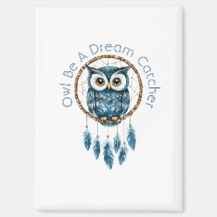Blue Owl Dream Catcher Magnet