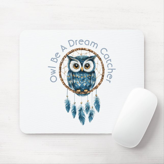 Blue Owl Dream Catcher Mouse Pad (With Mouse)