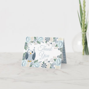 Blue Owl Floral Carte de remerciements