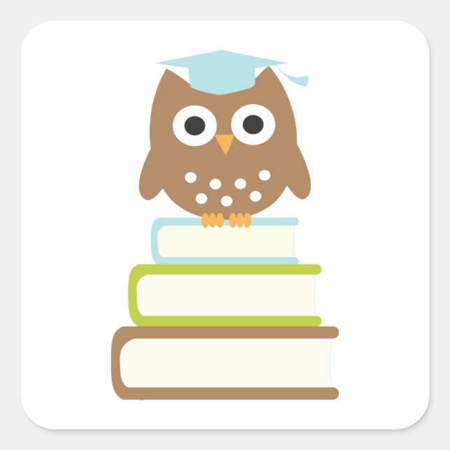 Blue Owl Graduation Square Sticker (Front)