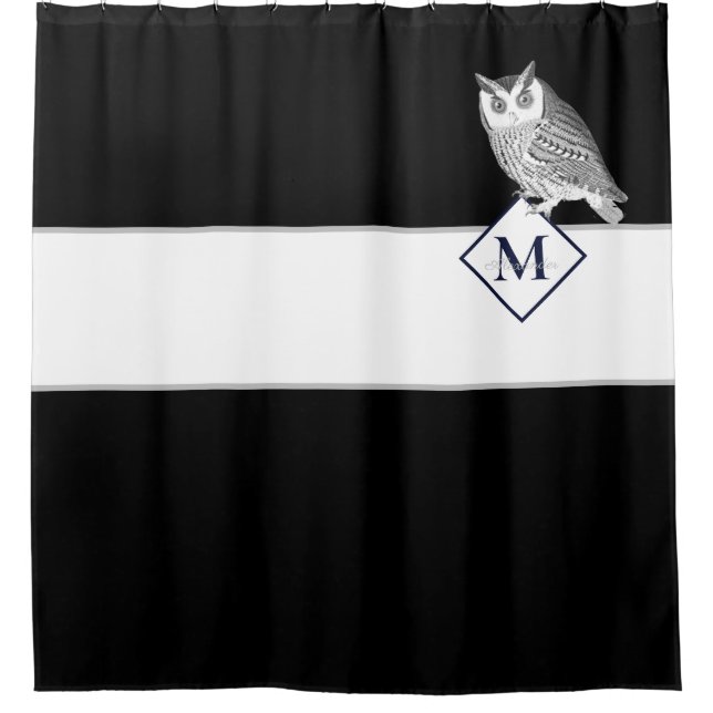 Blue Owl Grey Monogram name Bathroom  (Front)