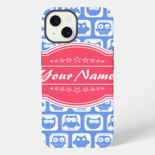 Blue Owl Hot Pink Personalized Name iPhone 13 Case