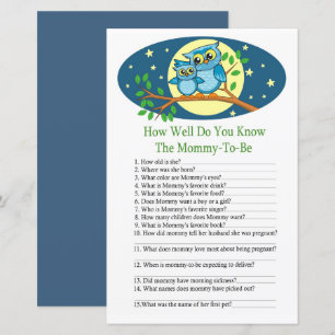 Blue Owl How well do you know baby shower game