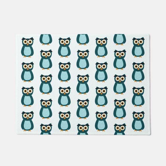 Blue Owl illustration Doormat (Front)