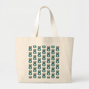 Blue Owl illustration Large Tote Bag