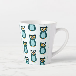 Blue Owl Illustration Latte Mug