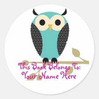 Blue Owl On Limb Name Tag
