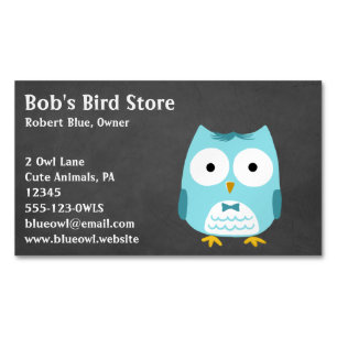 Blue Owl Wearing Bow Tie Magnetic Business Card