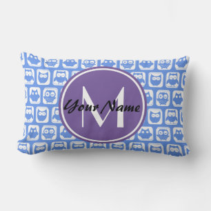 Blue Owls Custom Monogram Lumbar Pillow