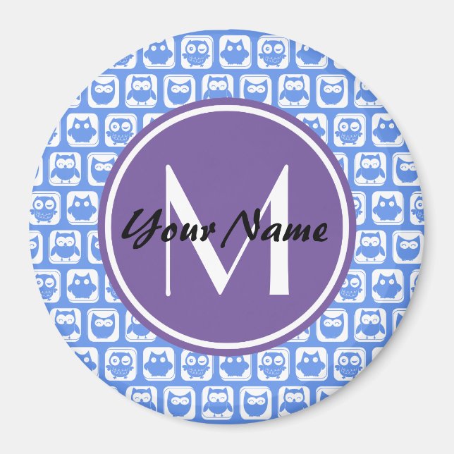Blue Owls Custom Monogram Magnet (Front)