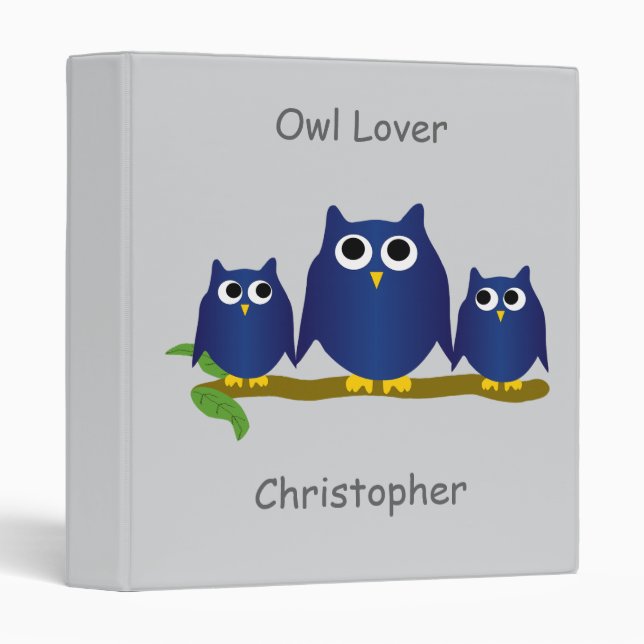 Blue Owls Design Any Colour Background Binder (Front/Spine)