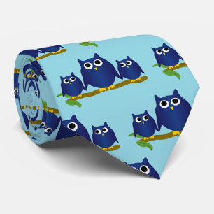 Blue Owls Design Any Colour Background Tie