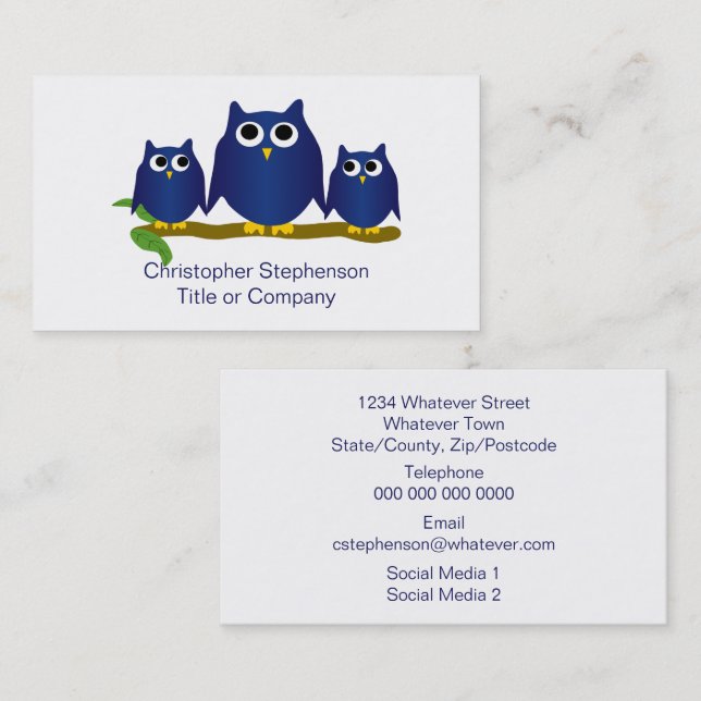 Blue Owls Design Business Card (Front/Back)