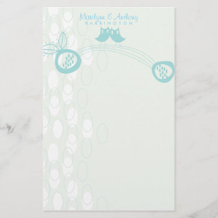 Blue Owls In Love Personal Thank You Stationery