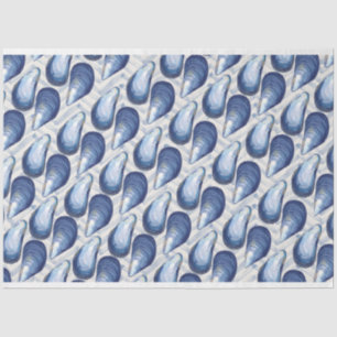 Blue oysters on chevron background tissue paper