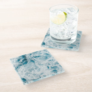 Blue Pacific Ocean Wave Glass Coaster