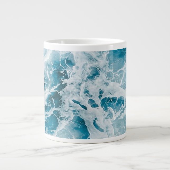 Blue Pacific Ocean Wave Large Coffee Mug (Front)