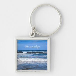 Blue Pacific Ocean With Name Keychain