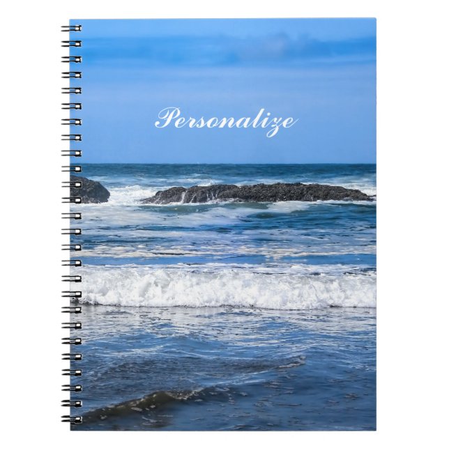 Blue Pacific Ocean With Name Notebook (Front)
