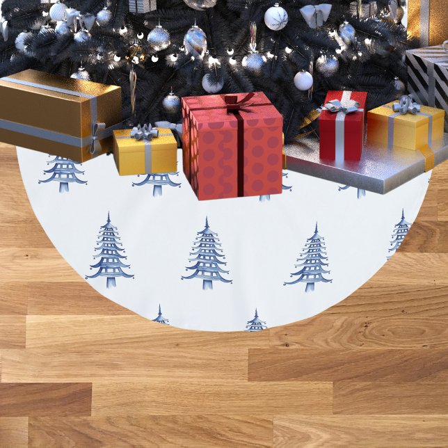 Blue Pagoda Christmas Tree Pattern Tree Skirt (Blue Pagoda Christmas Tree Pattern Tree Skirt)