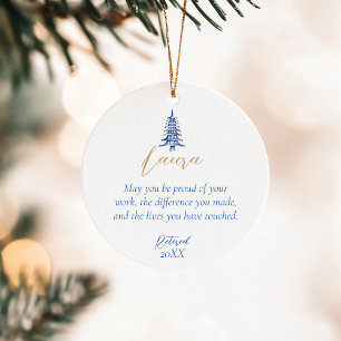 Blue Pagoda Christmas Tree Retirement 1-Photo  Ceramic Ornament