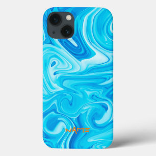 Blue Paint Art NAME Modern Surfer Ocean Water iPhone 13 Case