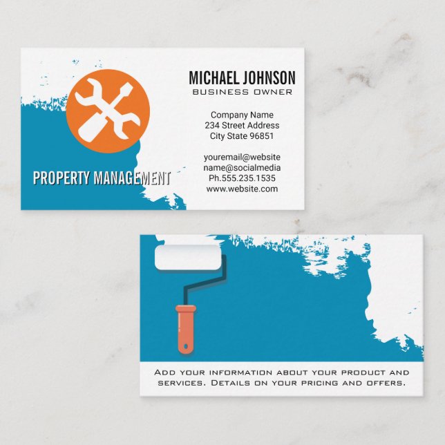 Blue Paint | Carpentry Hand Tools Business Card (Front/Back)