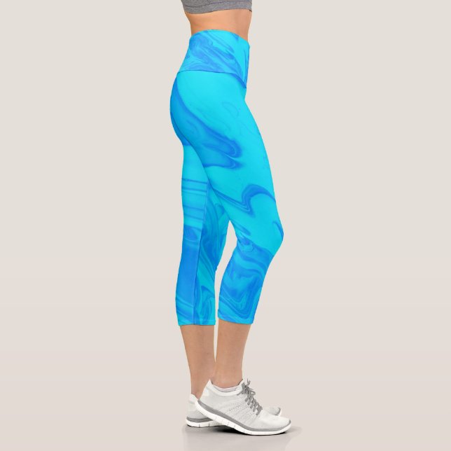 Blue Paint Spill Capri Leggings (Right)
