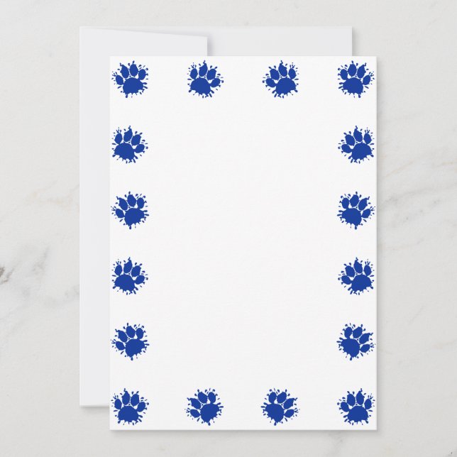 Blue Paint Splatter Dog Paw Prints DIY Card (Front)