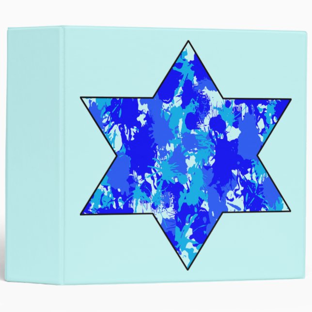 Blue Paint Splatter Jewish Star Binder (Front/Spine)