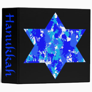 Blue Paint Splatter Jewish Star Binder