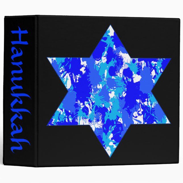 Blue Paint Splatter Jewish Star Binder (Front/Spine)