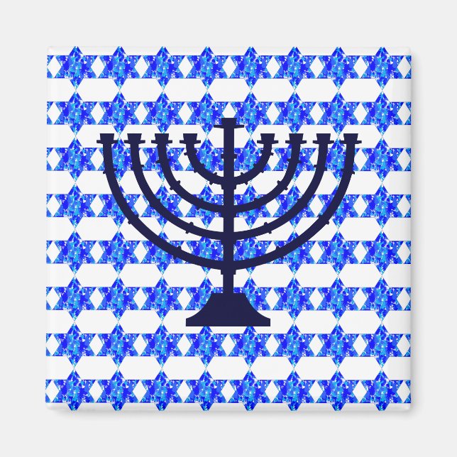Blue Paint Splatter Jewish Star Magnet (Front)