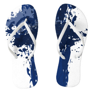 Blue Paint Splatter - Wedding Party Supply - Flip Flops