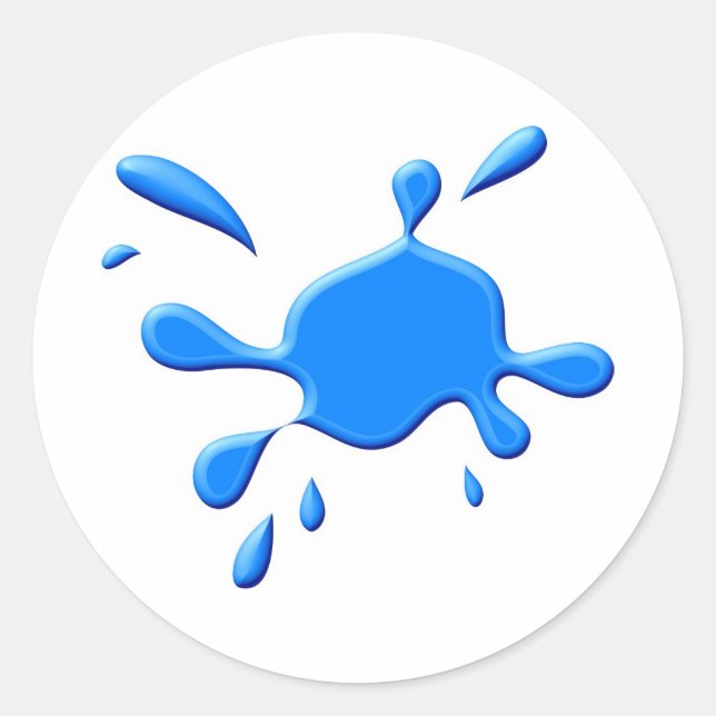 Blue Paint Splodge Classic Round Sticker (Front)