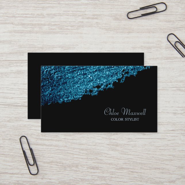 Blue Paint Stroke Minimalist Business Card (Front/Back In Situ)