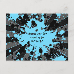 Blue paintball birthday postcard