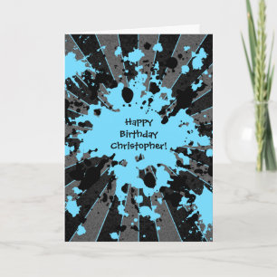 Blue paintball Happy Birthday Card