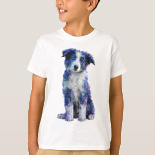 Blue Painted Border Collie Puppy Kids T-Shirt