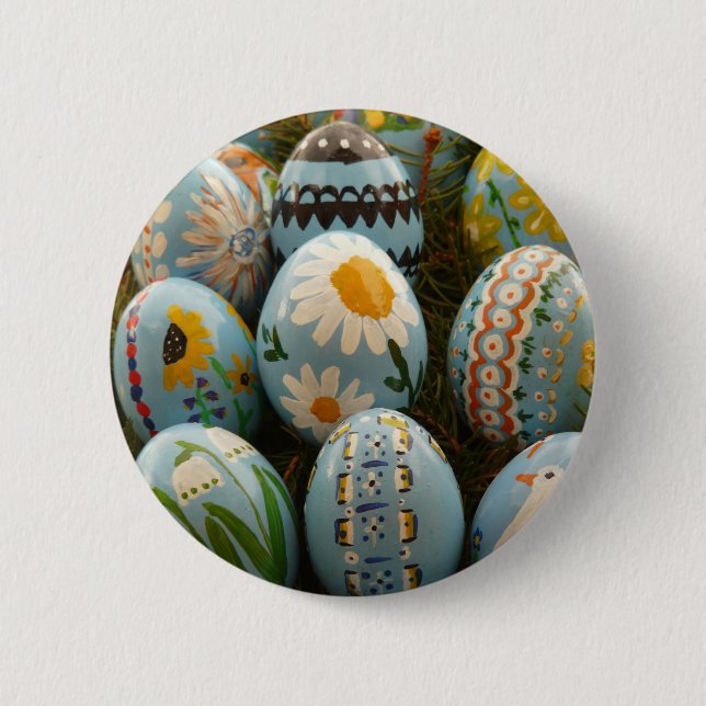 Blue Painted Easter Eggs 2 Inch Round Button (Front)