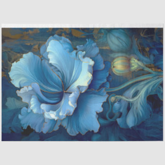 Blue Painted Flower Tissue Paper