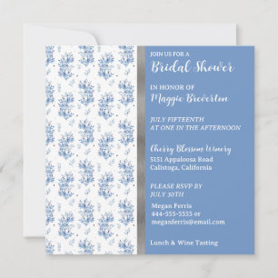 Blue Painted Foliage Bridal Shower Invitation