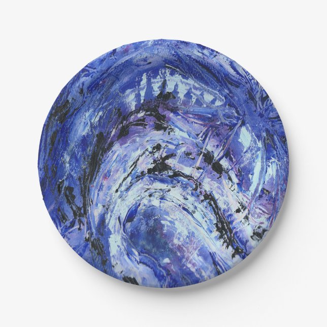 Blue Painted Paper Plate (Front)