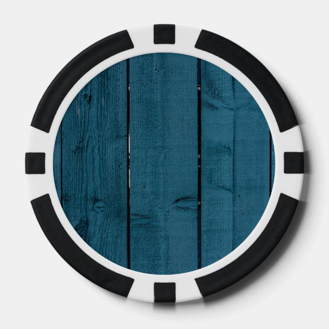 Blue painted wood planks poker chips (Front)